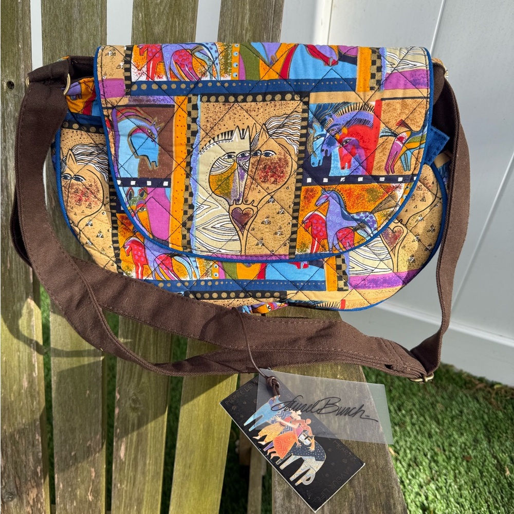 VTG Laurel Burch Love Horses Quilted Medium‎ Handbag Crossbody Bag NWT T
